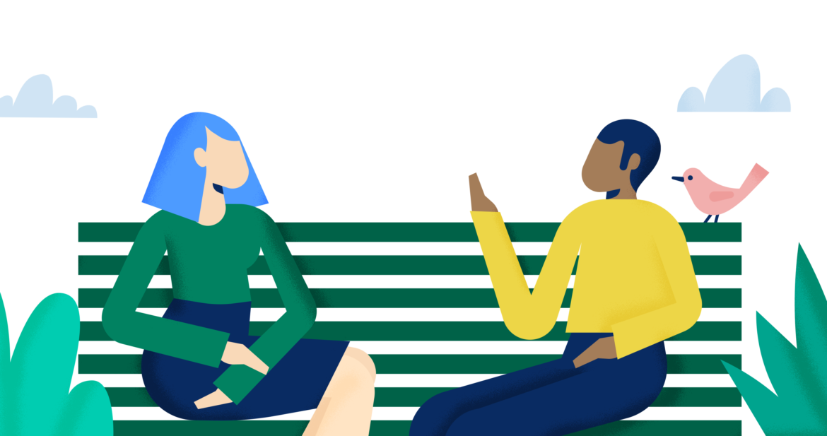 Deux personnages discutant