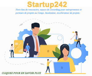Une banière publicitaire de startup242 espace de cowroking, tiers de lieu de rencontres, pour entrepreneurs et porteurs de projets au Congo Brazzaville